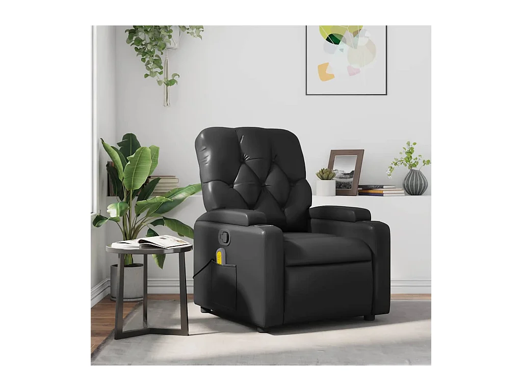 Fauteuil de massage inclinable Noir Similicuir