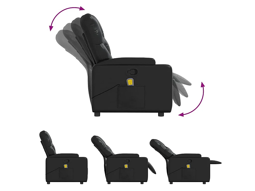 Poltrona Massaggiante Reclinabile Nera in Similpelle