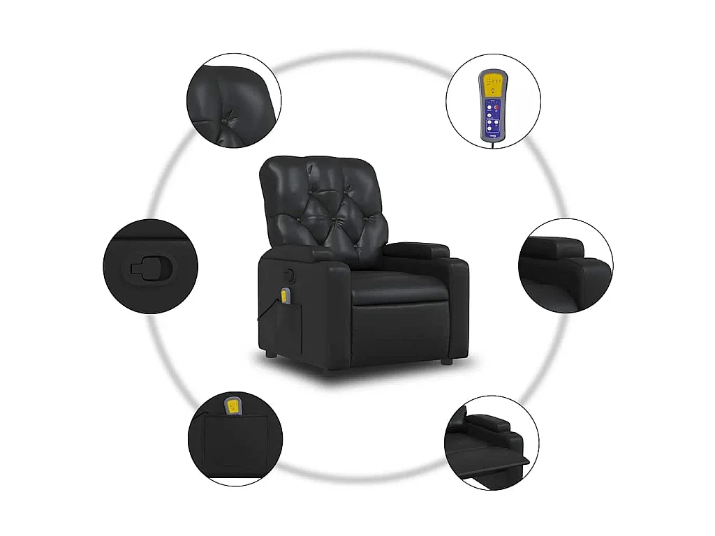 Poltrona Massaggiante Reclinabile Nera in Similpelle