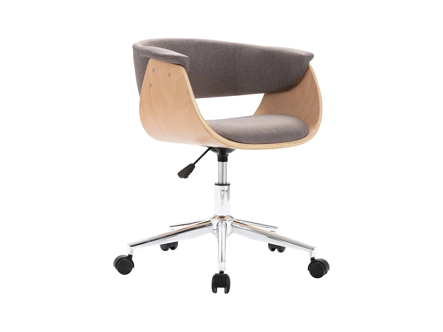Chaise pivotante de bureau Taupe Bois courbé et tissu