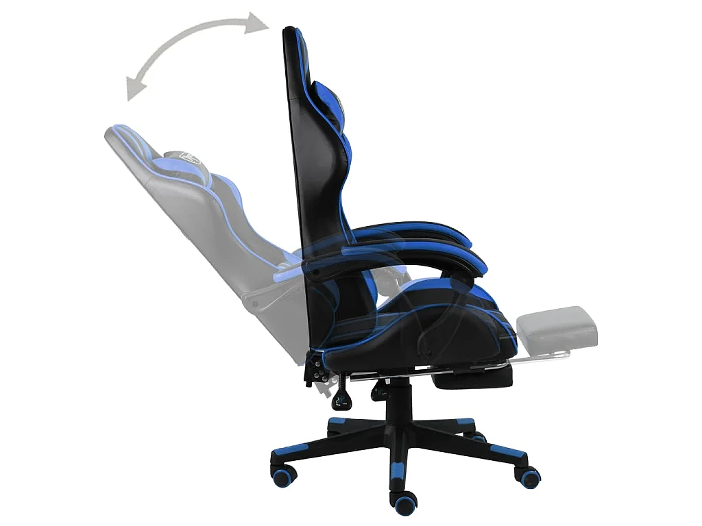 Fauteuil de jeux vidéo avec repose-pied Noir et bleu Similicuir