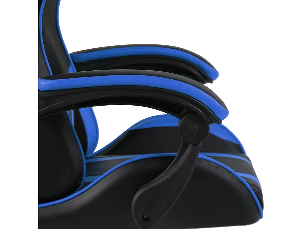 Fauteuil de jeux vidéo avec repose-pied Noir et bleu Similicuir