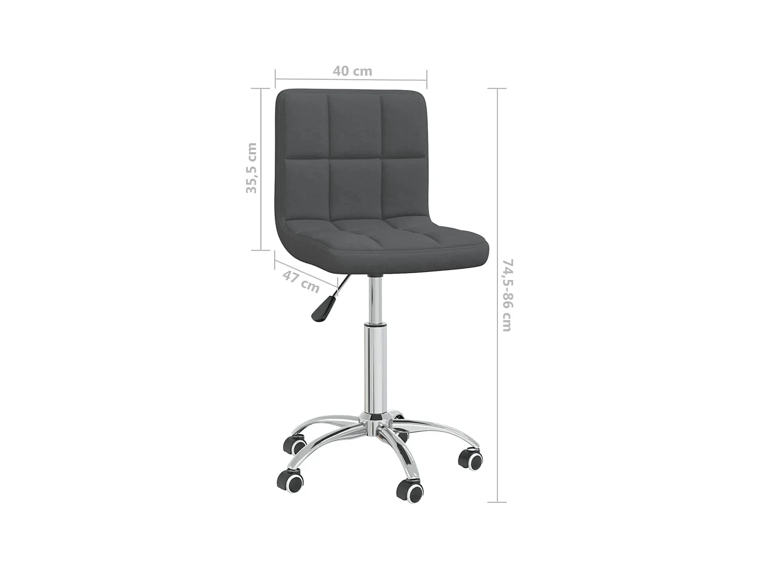 Chaise pivotante de bureau Gris foncé Tissu