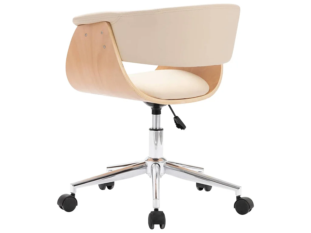 Chaise pivotante de bureau Crème Bois courbé et similicuir