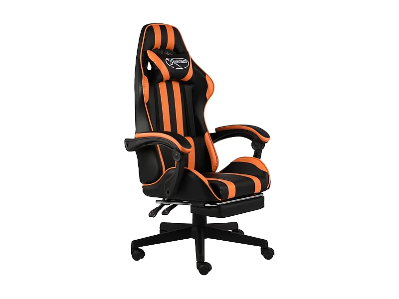 Gaming-Stuhl mit Fußstütze Schwarz und Orange Kunstleder