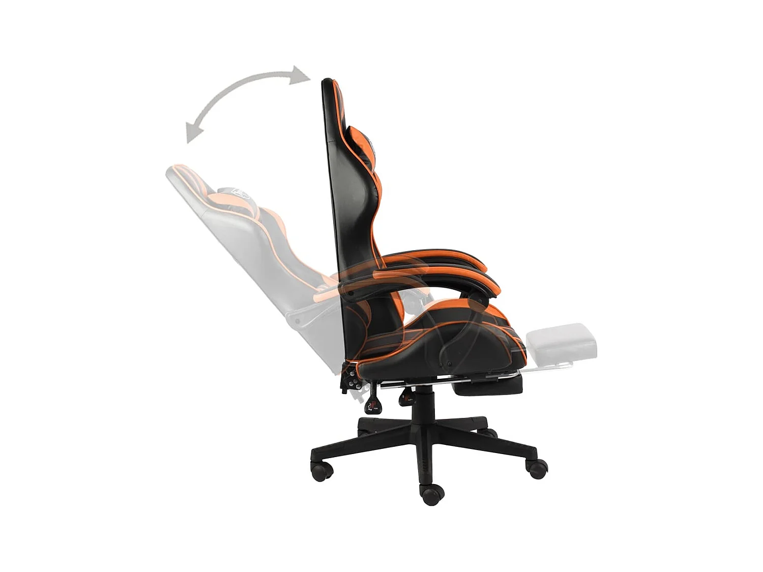 Fauteuil de jeux vidéo et repose-pied Noir et orange Similicuir