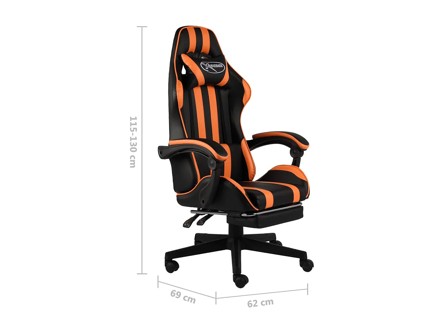Fauteuil de jeux vidéo et repose-pied Noir et orange Similicuir