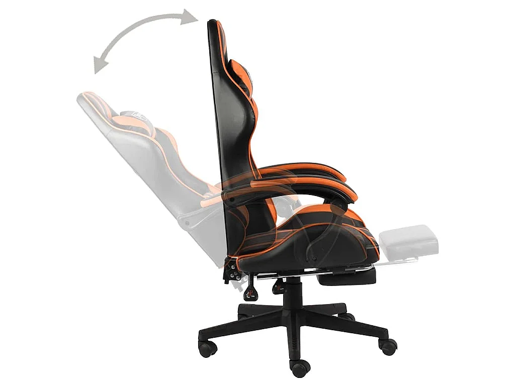 Fauteuil de jeux vidéo et repose-pied Noir et orange Similicuir