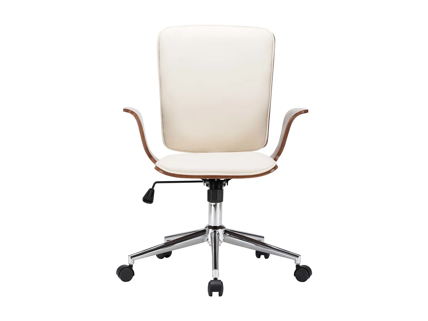 Chaise pivotante de bureau Crème Similicuir et bois courbé