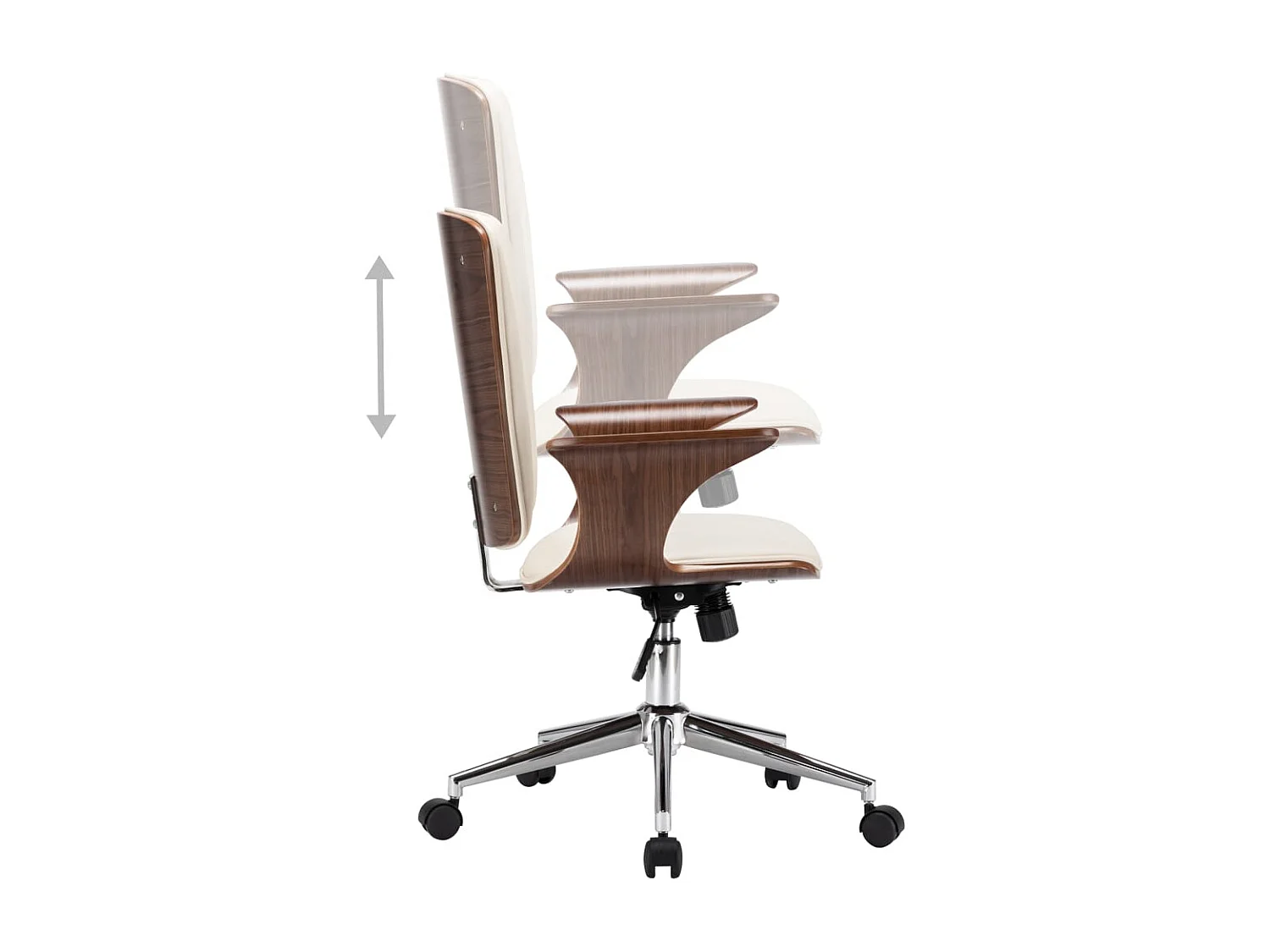 Chaise pivotante de bureau Crème Similicuir et bois courbé