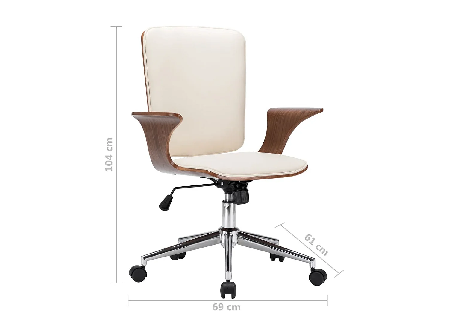 Chaise pivotante de bureau Crème Similicuir et bois courbé