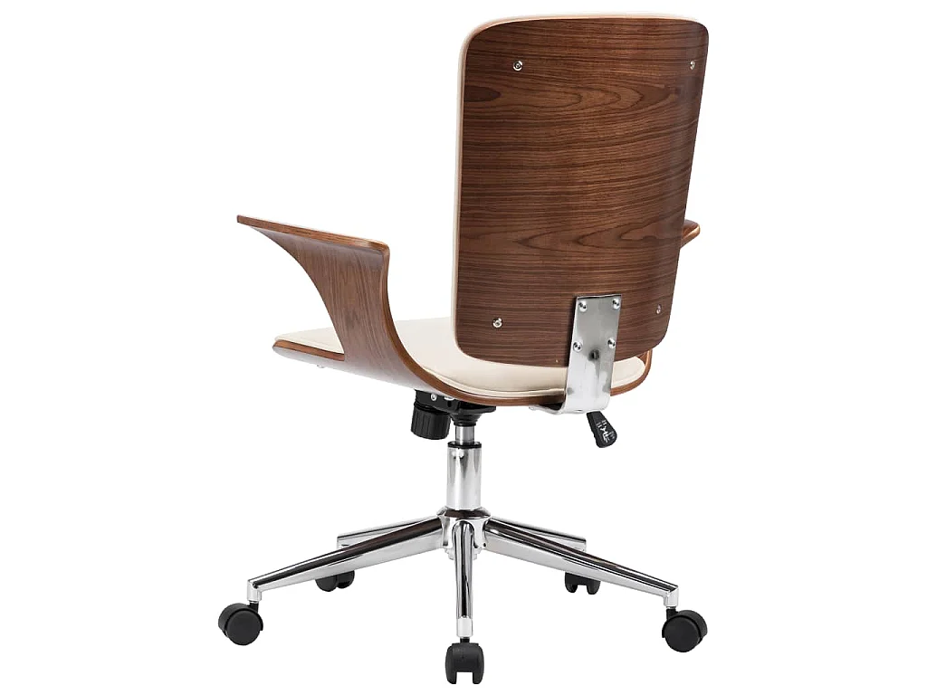 Chaise pivotante de bureau Crème Similicuir et bois courbé