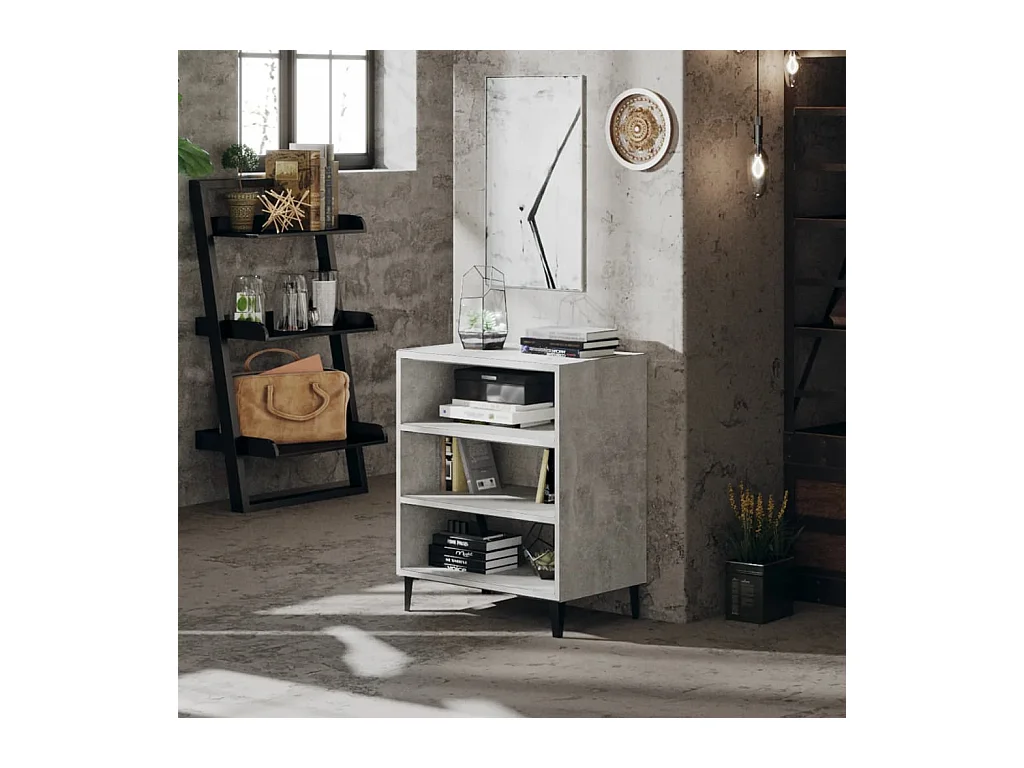Credenza Grigio Cemento 57x35x70 cm in Legno Multistrato