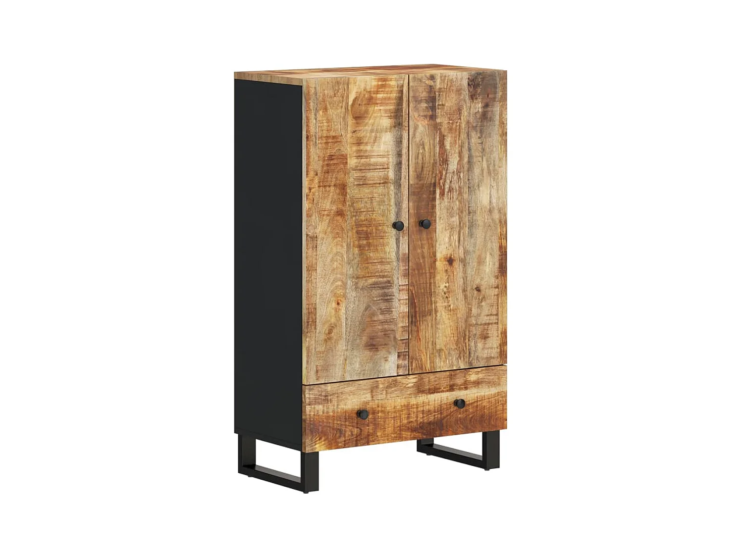 Buffet haut avec tiroir 60x33x100cm bois massif manguier et fer