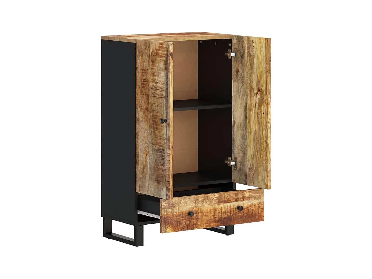 Buffet haut avec tiroir 60x33x100cm bois massif manguier et fer