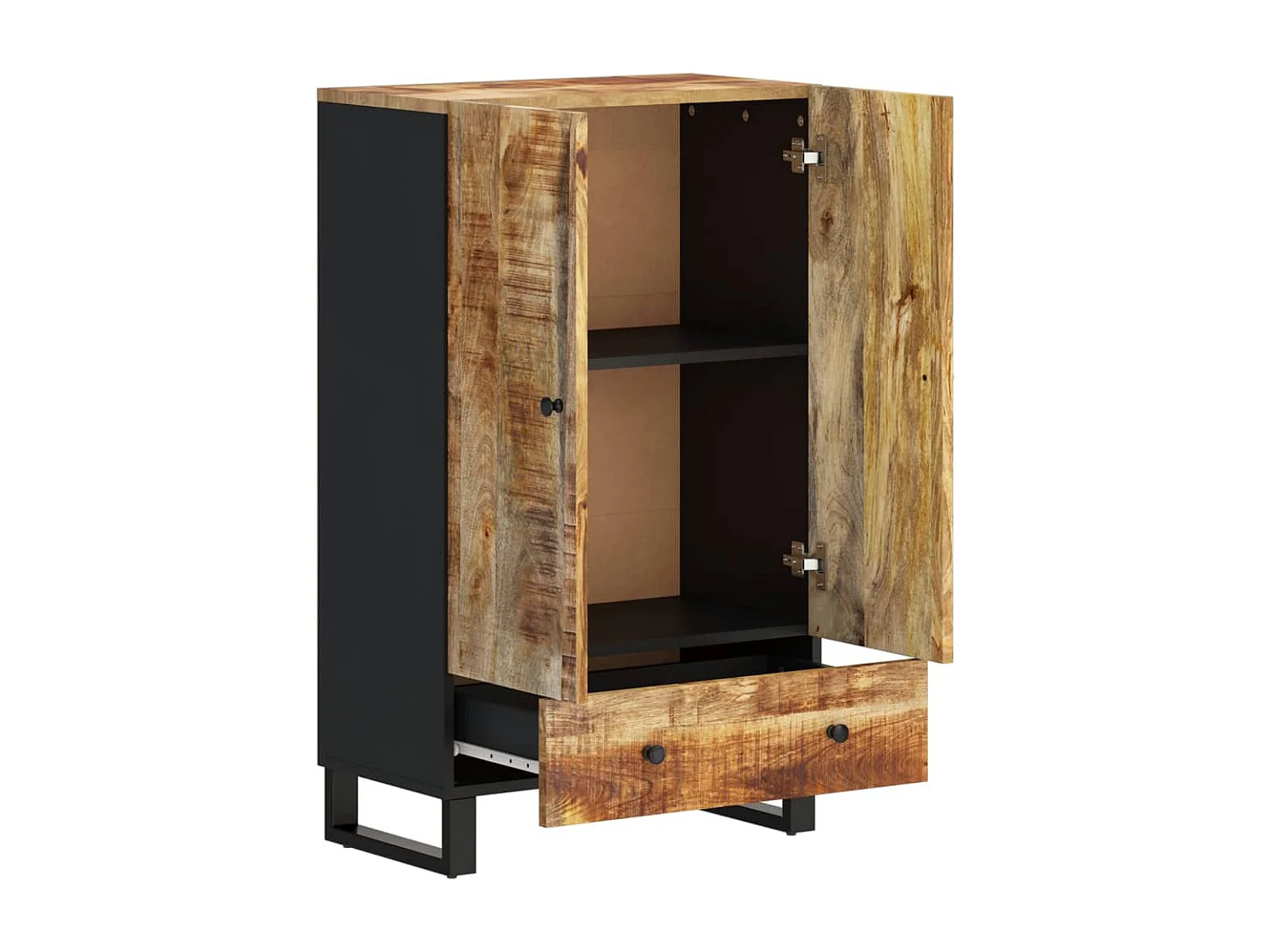 Highboard mit Schublade 60x33x100 cm Massivholz Mango & Eisen