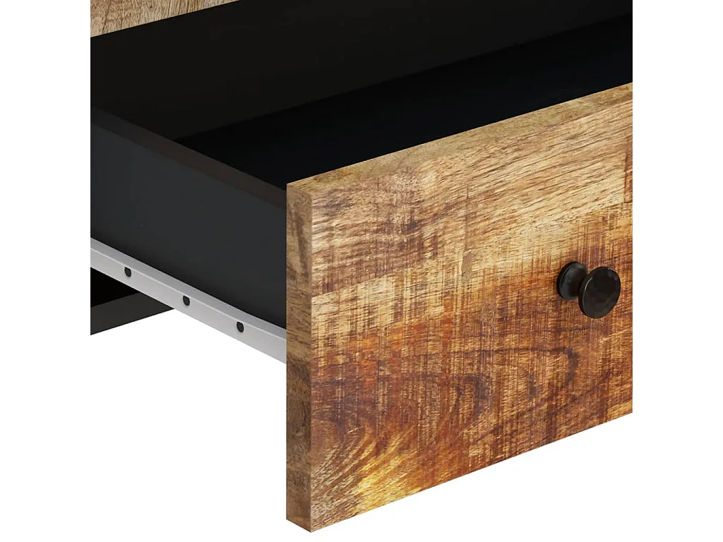 Highboard mit Schublade 60x33x100 cm Massivholz Mango & Eisen