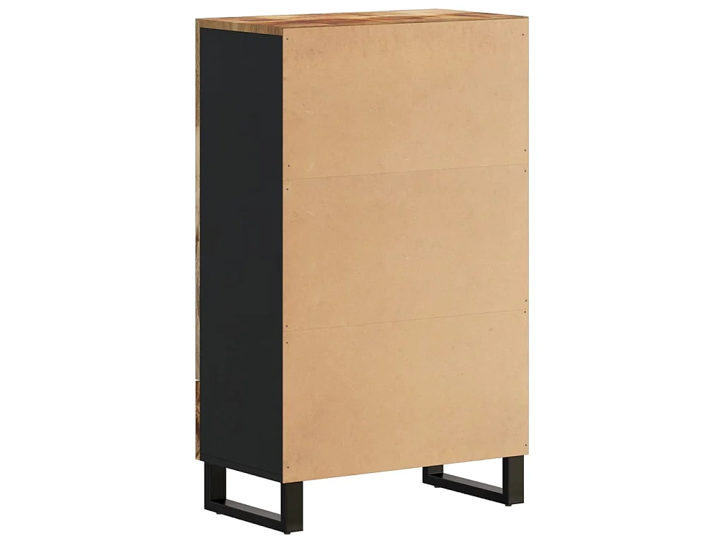 Hoge kast met lade 60x33x100 cm massief mangohout en ijzer