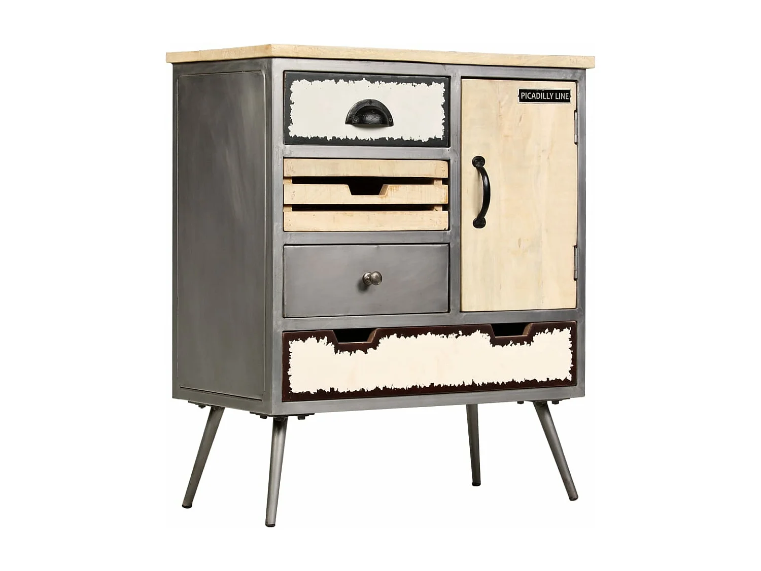 Buffet Bois de manguier massif et acier 65x33x76 cm