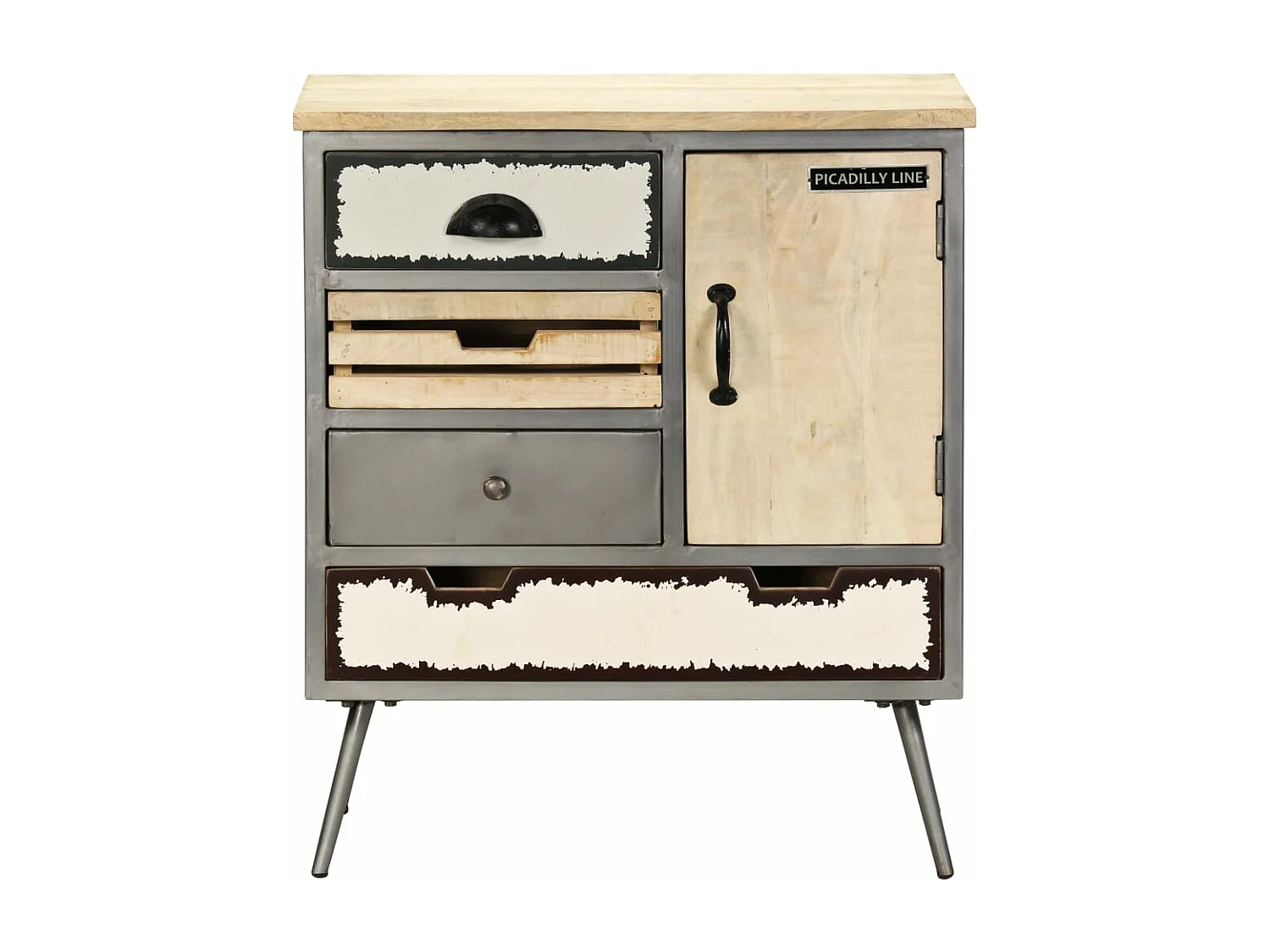 Buffet Bois de manguier massif et acier 65x33x76 cm