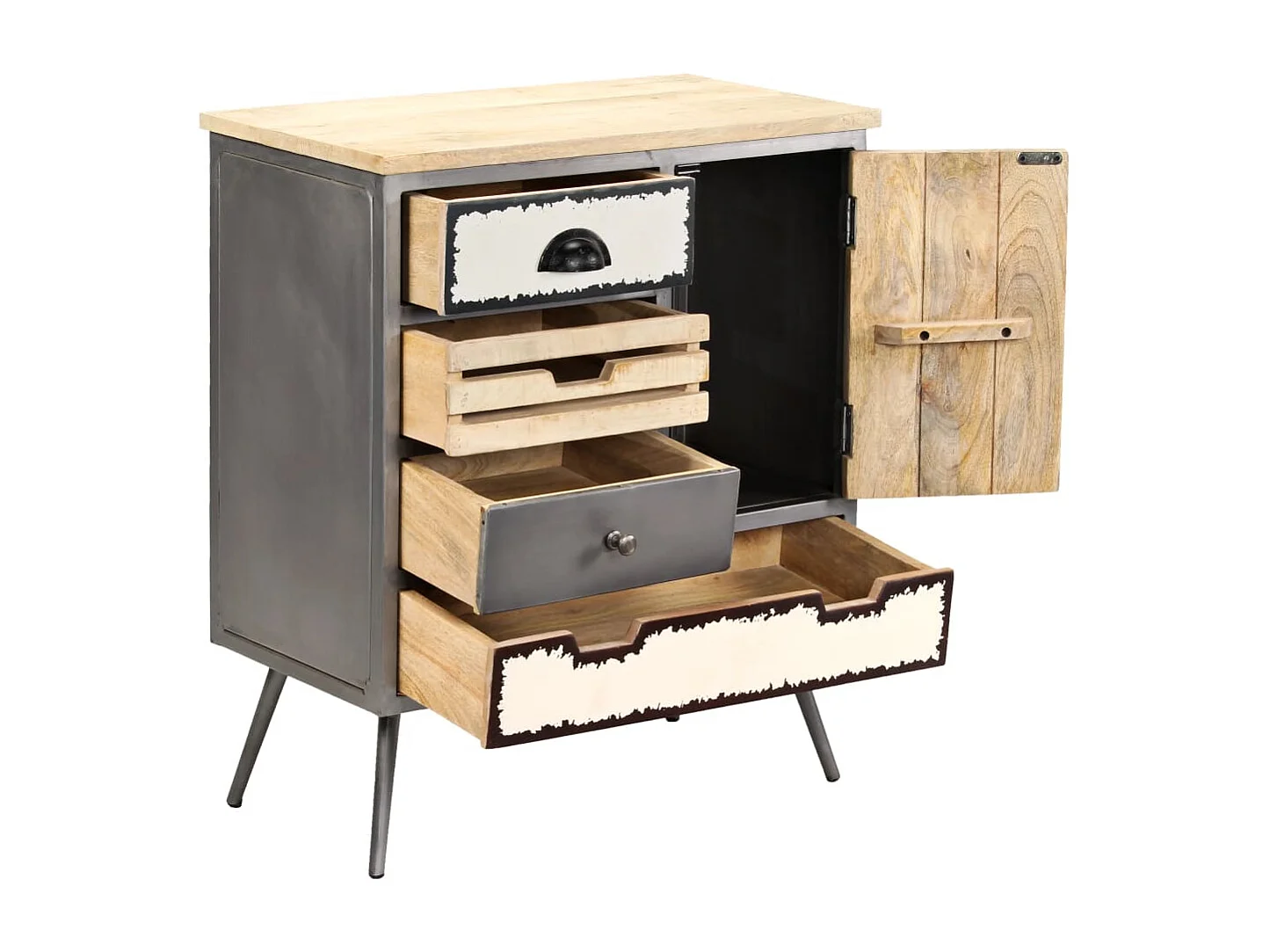 Buffet Bois de manguier massif et acier 65x33x76 cm