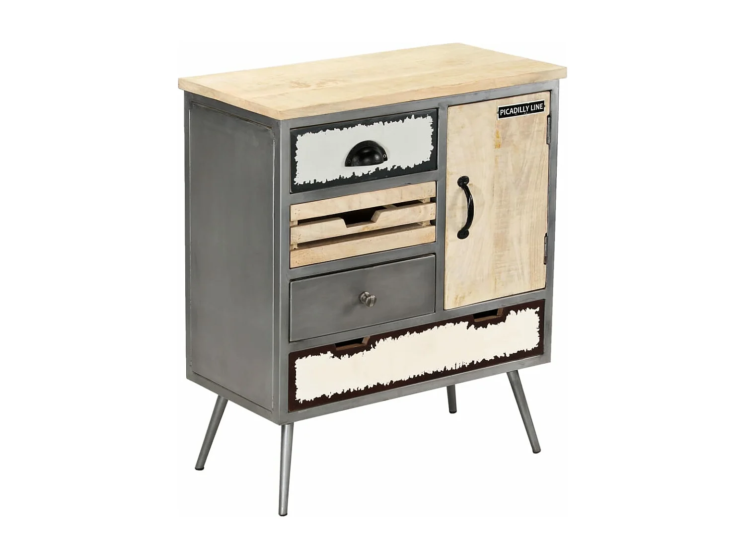 Buffet Bois de manguier massif et acier 65x33x76 cm