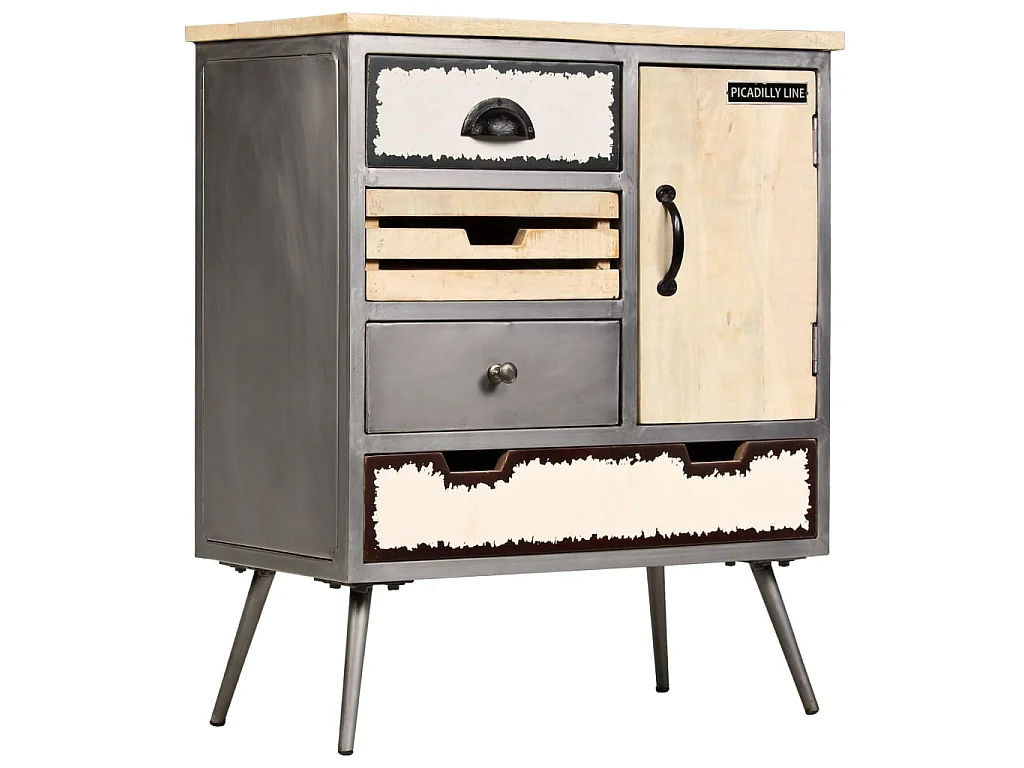 Buffet Bois de manguier massif et acier 65x33x76 cm