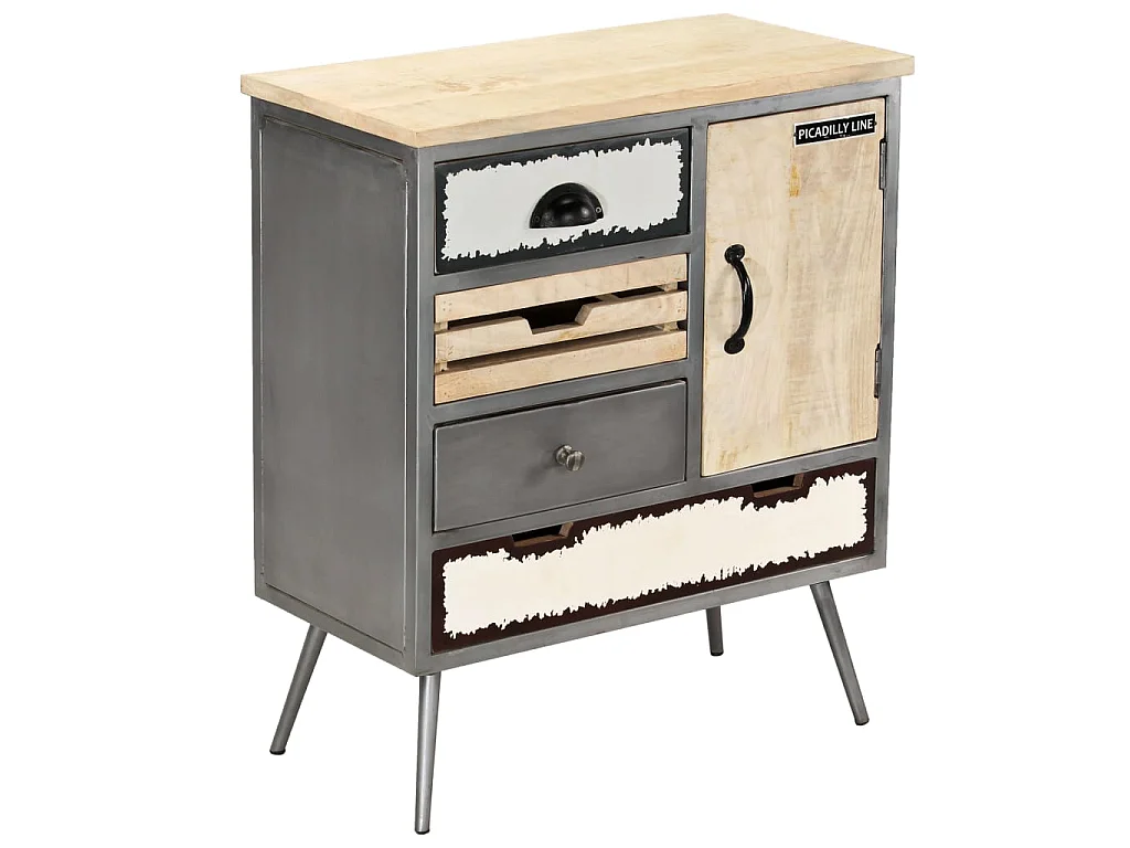 Buffet Bois de manguier massif et acier 65x33x76 cm