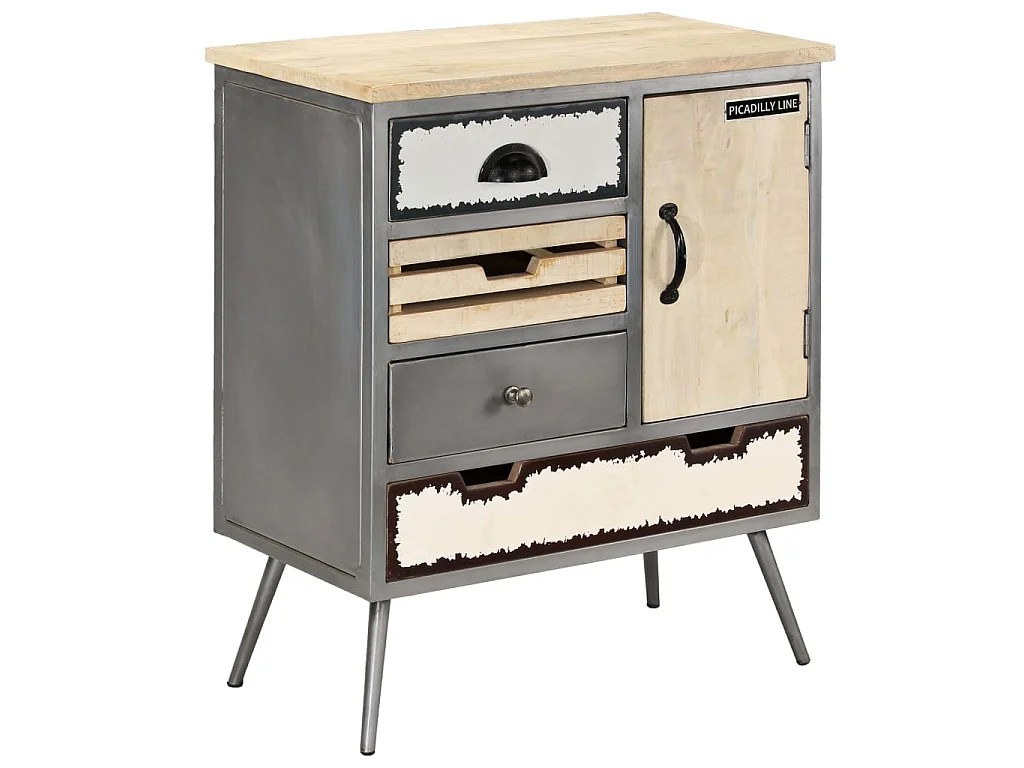 Buffet Bois de manguier massif et acier 65x33x76 cm