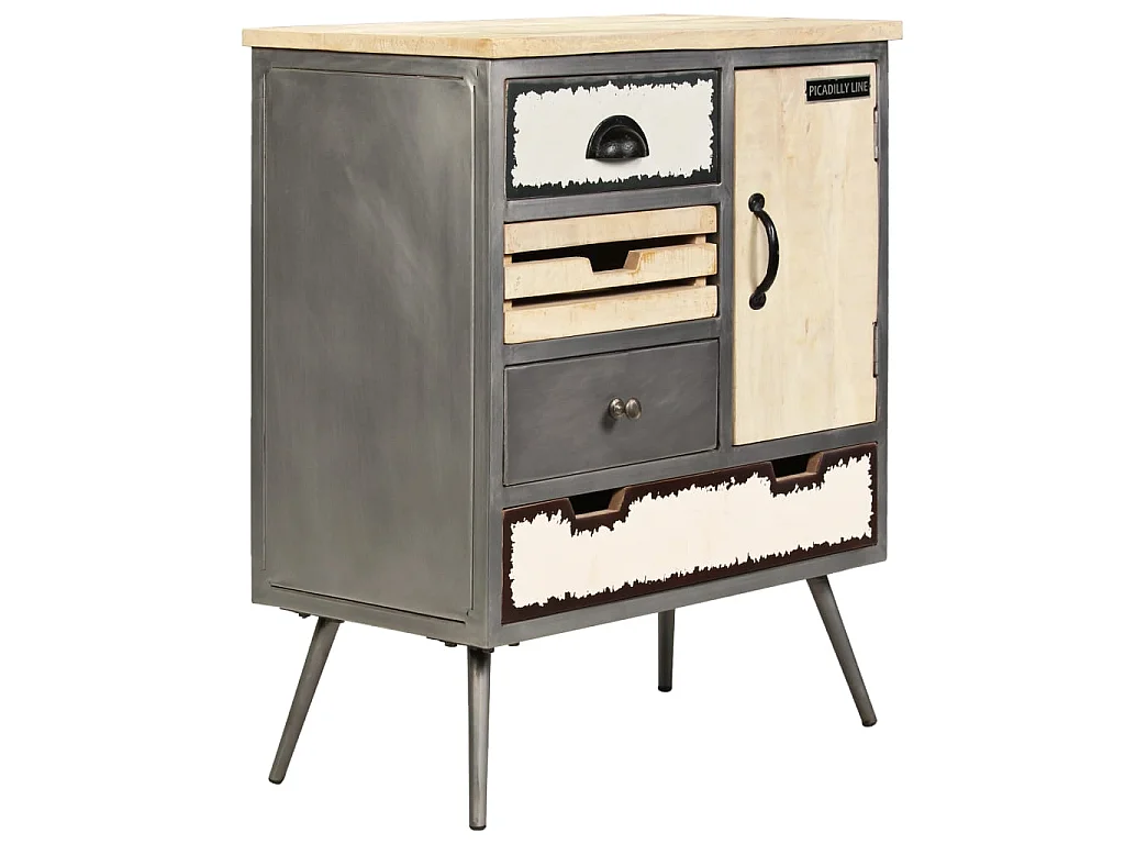 Buffet Bois de manguier massif et acier 65x33x76 cm