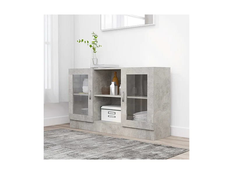 Armoire à vitrine Gris béton 120x30,5x70 cm Bois d’ingénierie