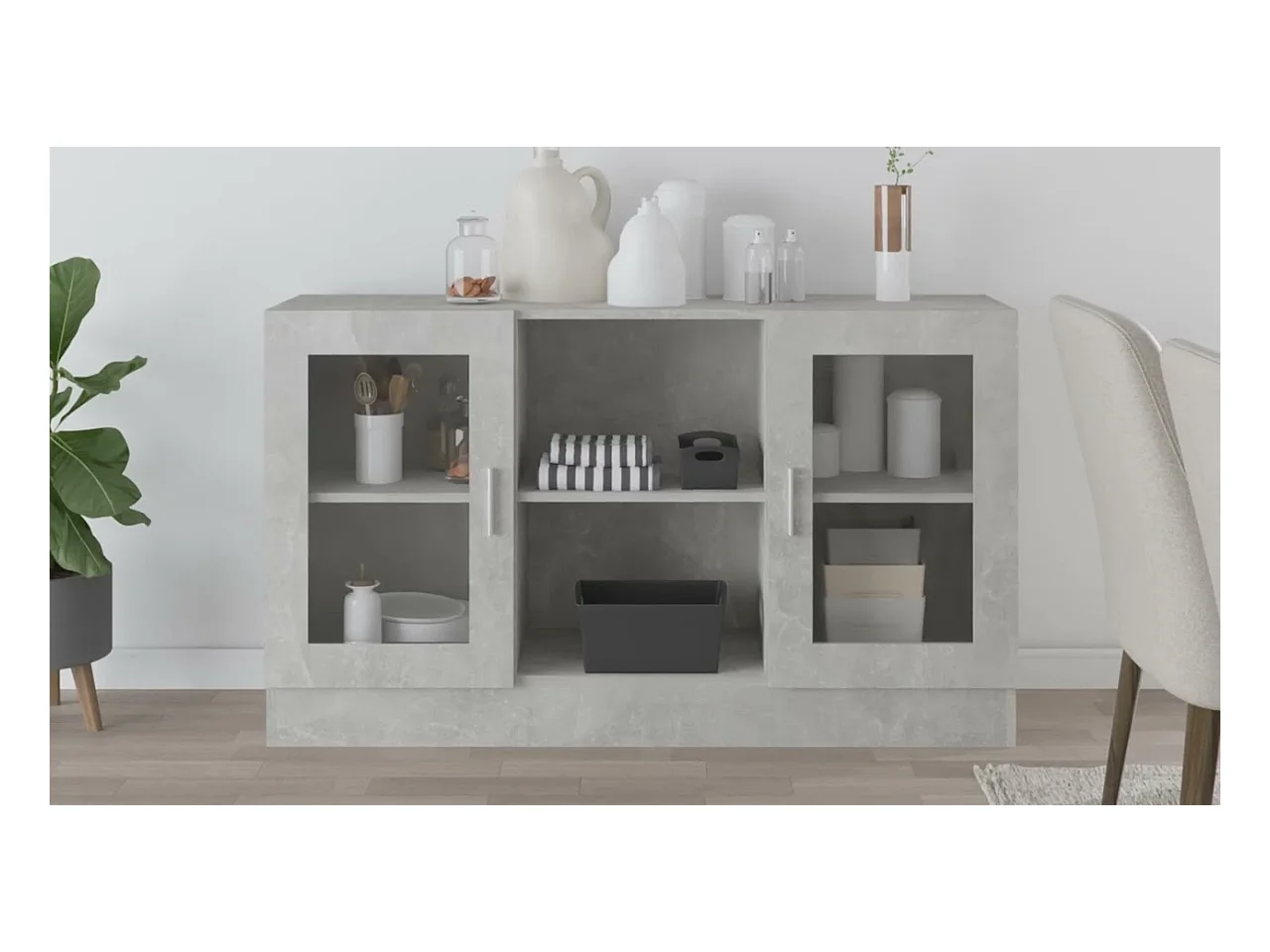 Armoire à vitrine Gris béton 120x30,5x70 cm Bois d’ingénierie