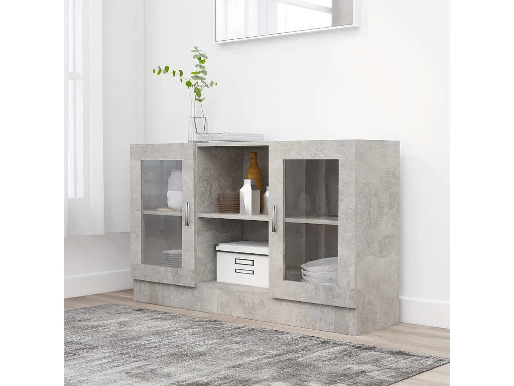 Vitrina de madera de ingeniería gris 120x30,5x70 cm