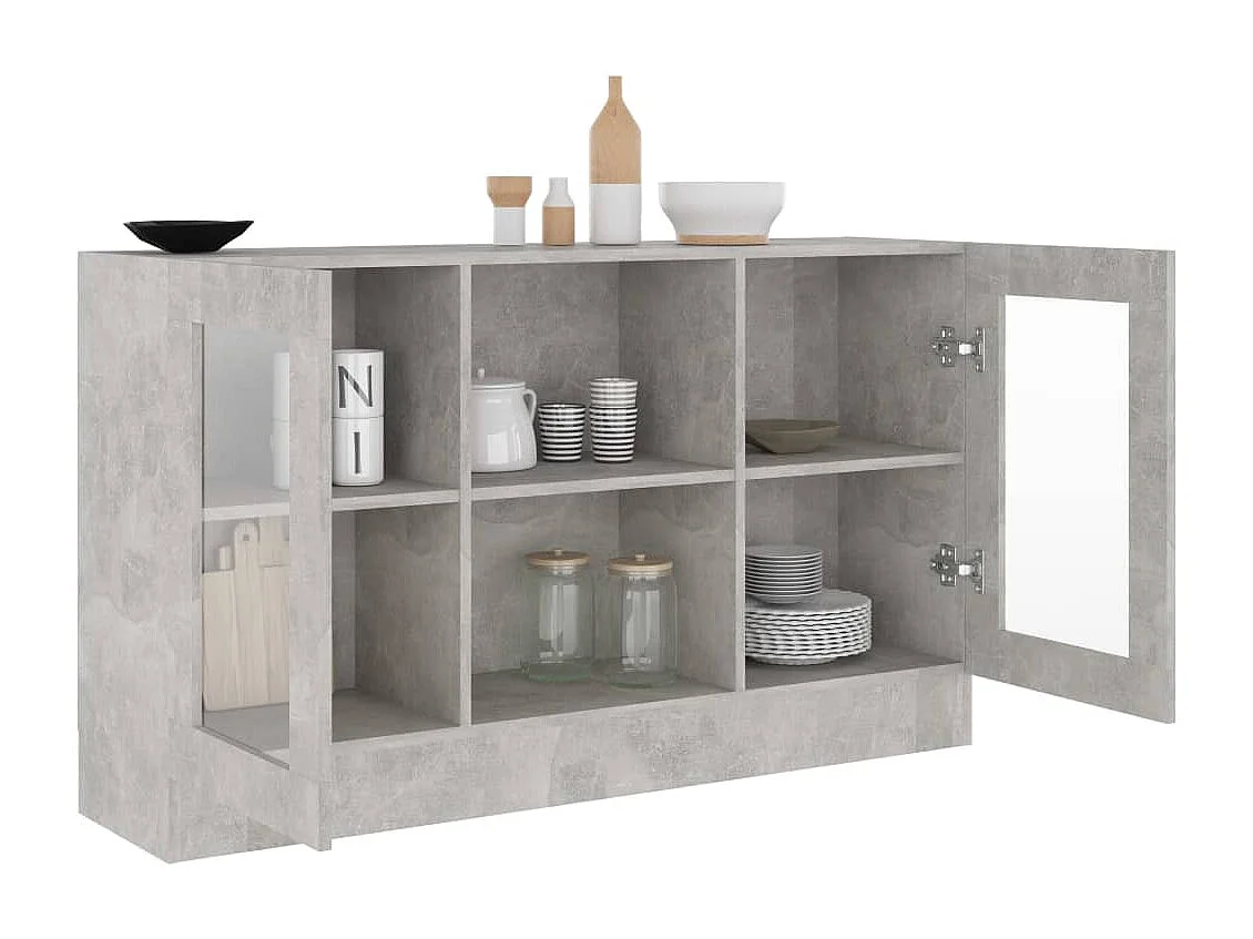 Vitrina de madera de ingeniería gris 120x30,5x70 cm