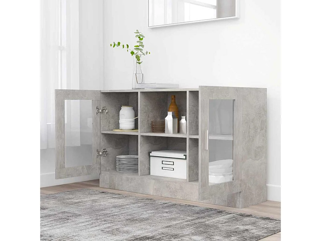 Vitrinekast 120x30,5x70 cm bewerkt hout betongrijs