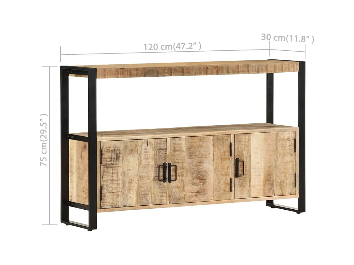 Armoire latérale 120x30x75 cm Bois de manguier solide