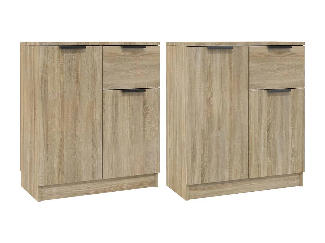 Dressoirs 2 st 60x30x70 cm bewerkt hout sonoma eikenkleurig