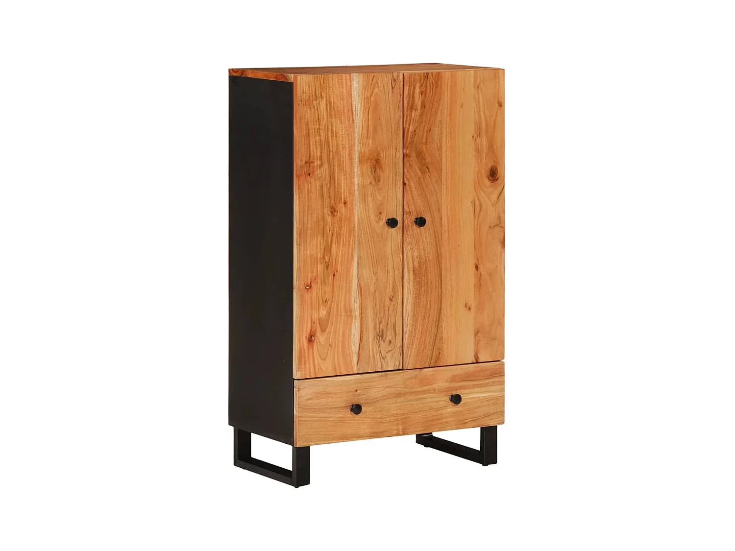 Buffet haut avec tiroir 60x33x100cm bois massif d'acacia et fer