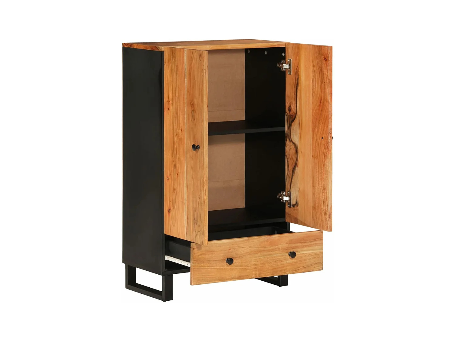 Buffet haut avec tiroir 60x33x100cm bois massif d'acacia et fer