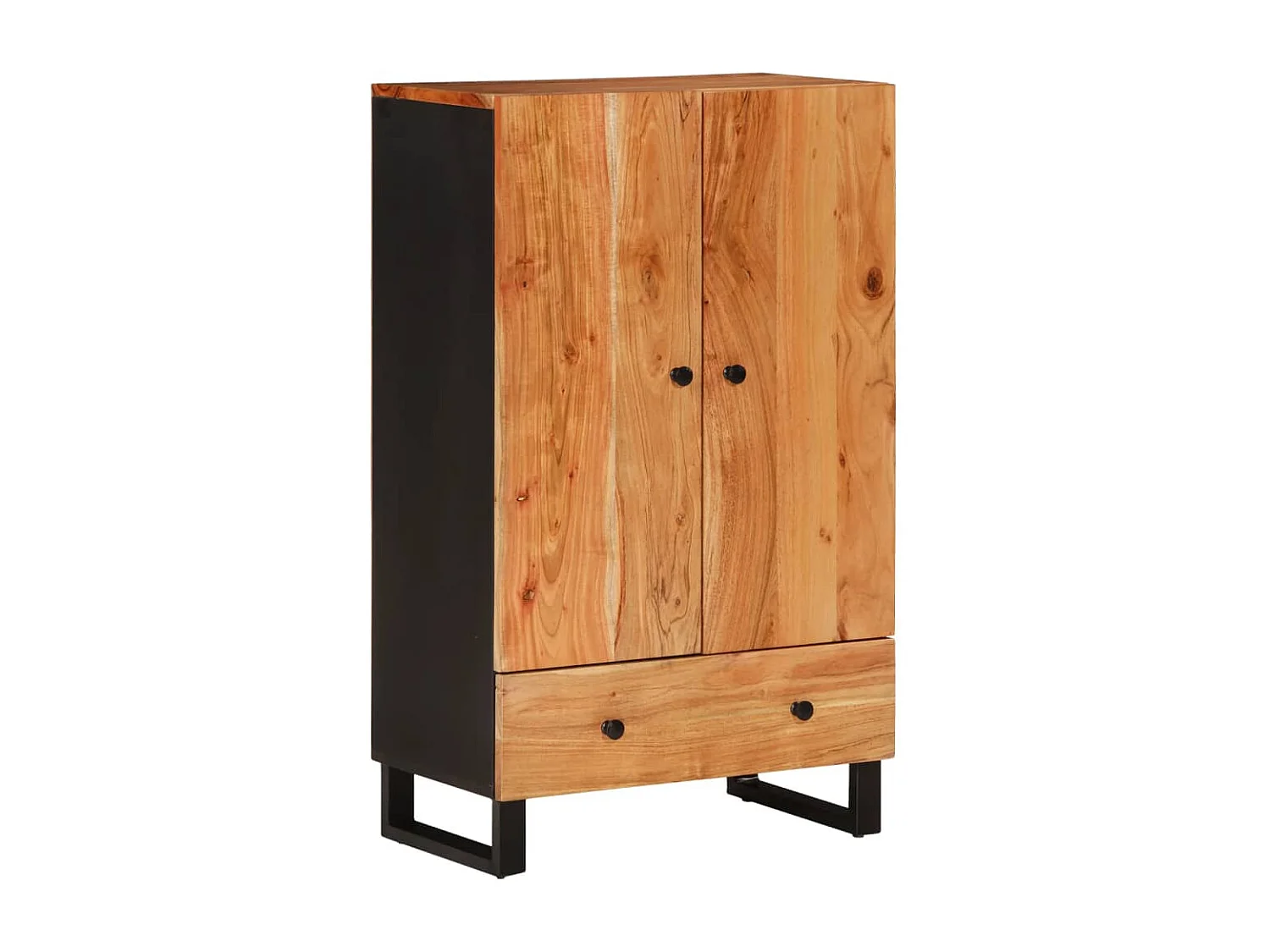 Aparador con cajón hierro y madera maciza acacia 60x33x100 cm