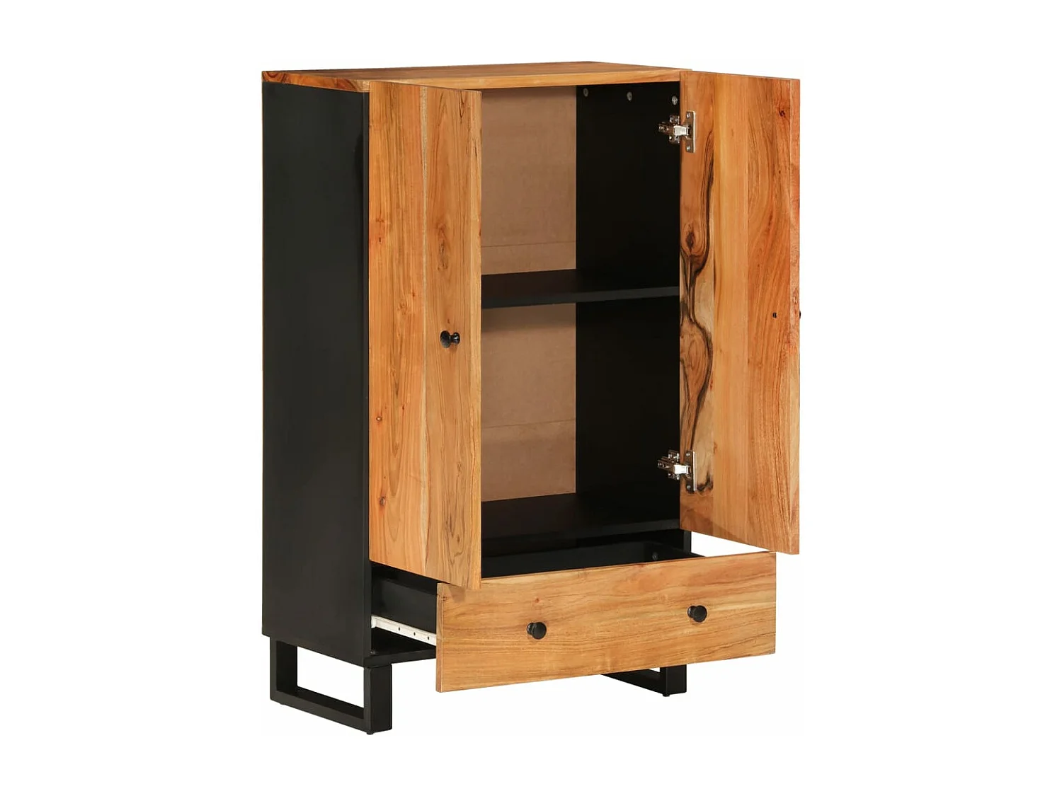 Aparador con cajón hierro y madera maciza acacia 60x33x100 cm