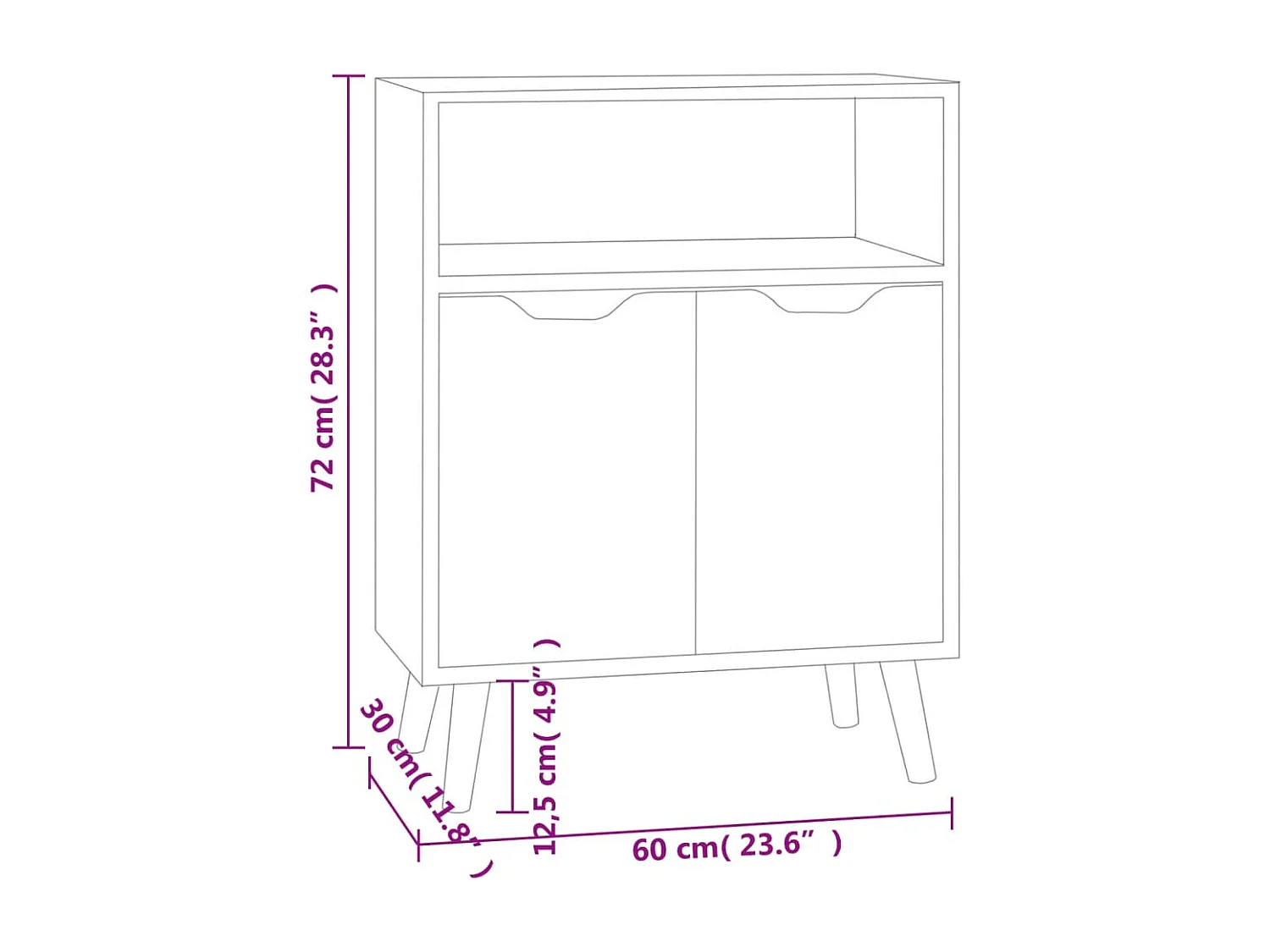 Dressoir 60x30x72 cm bewerkt hout wit