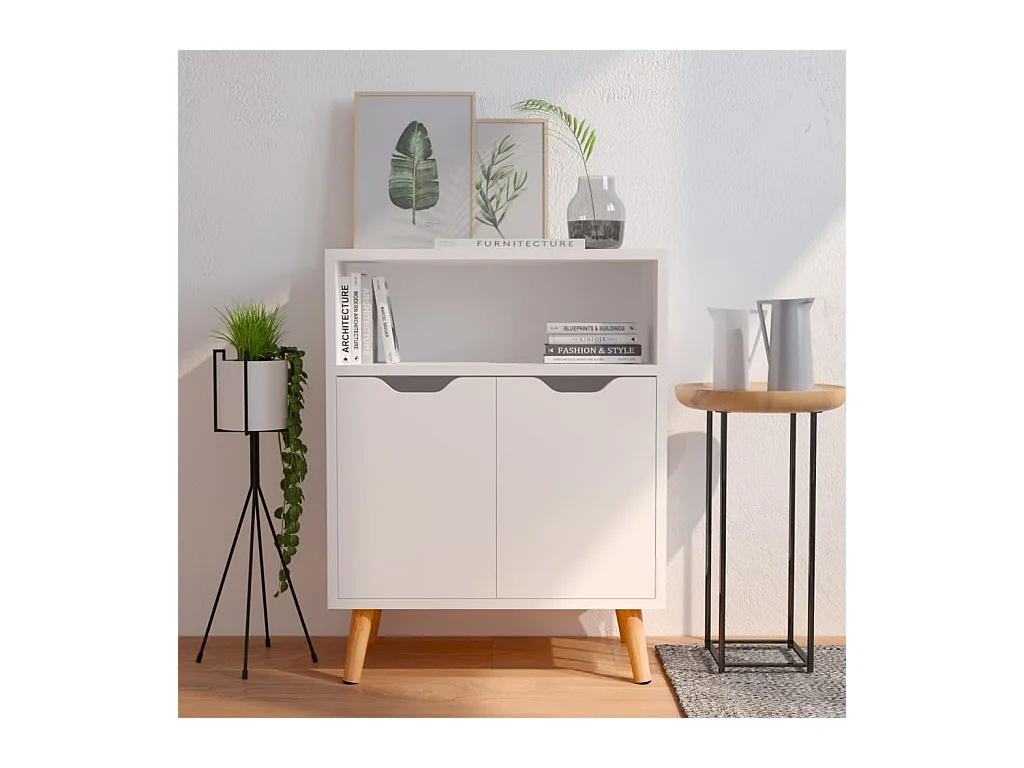 Buffet blanc 60x30x72 cm bois d'ingénierie