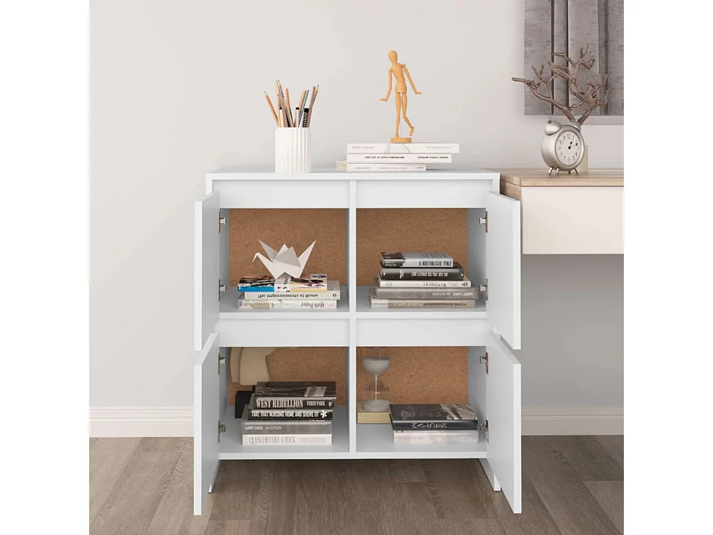 Buffets 2 pcs Blanc 70x41x75 cm Bois d'ingénierie