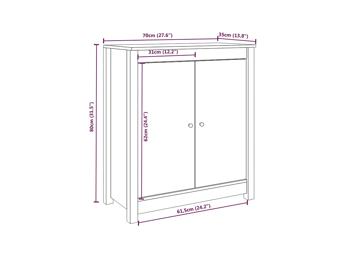 Buffets 2 pcs 70x35x80 cm bois massif de pin