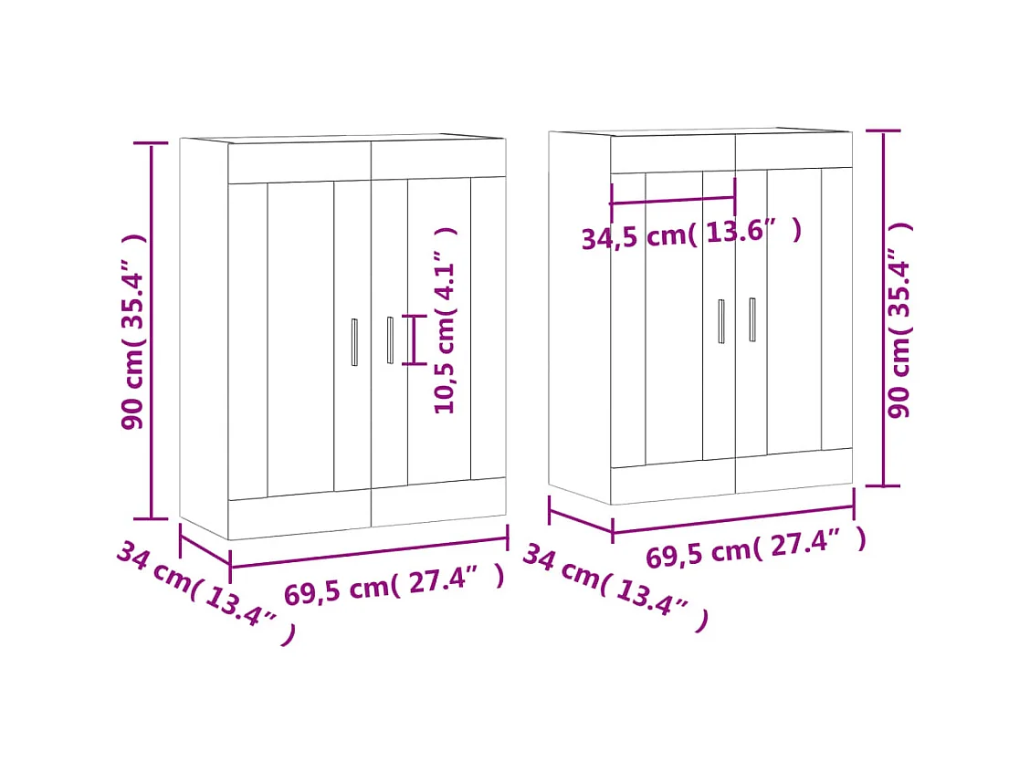 Armoires murales 2 pcs chêne sonoma bois d'ingénierie