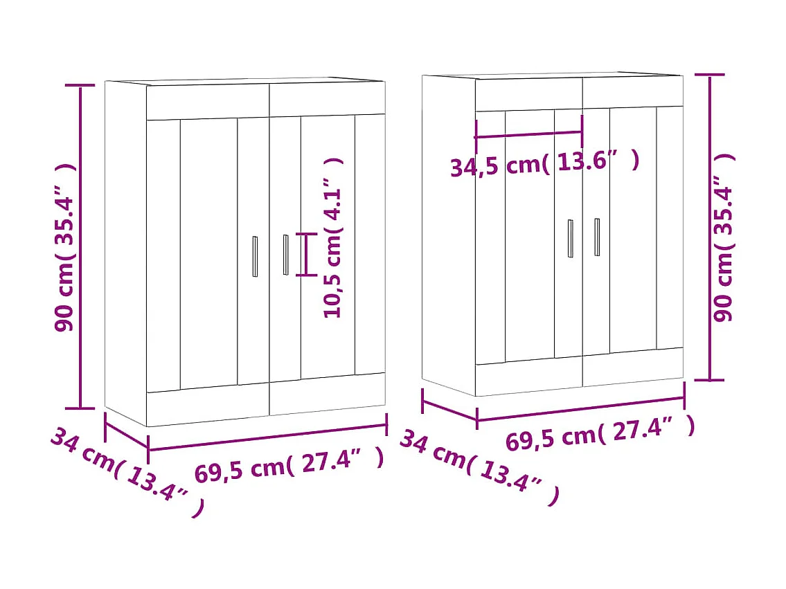 Hangkasten 2 st bewerkt hout sonoma eikenkleurig