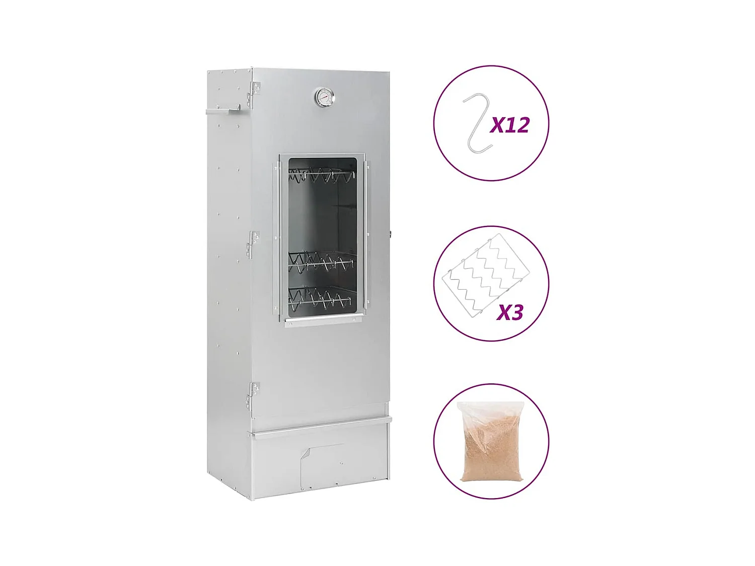 BBQ-rookoven met houtsnippers 44,5x29x110 cm staal