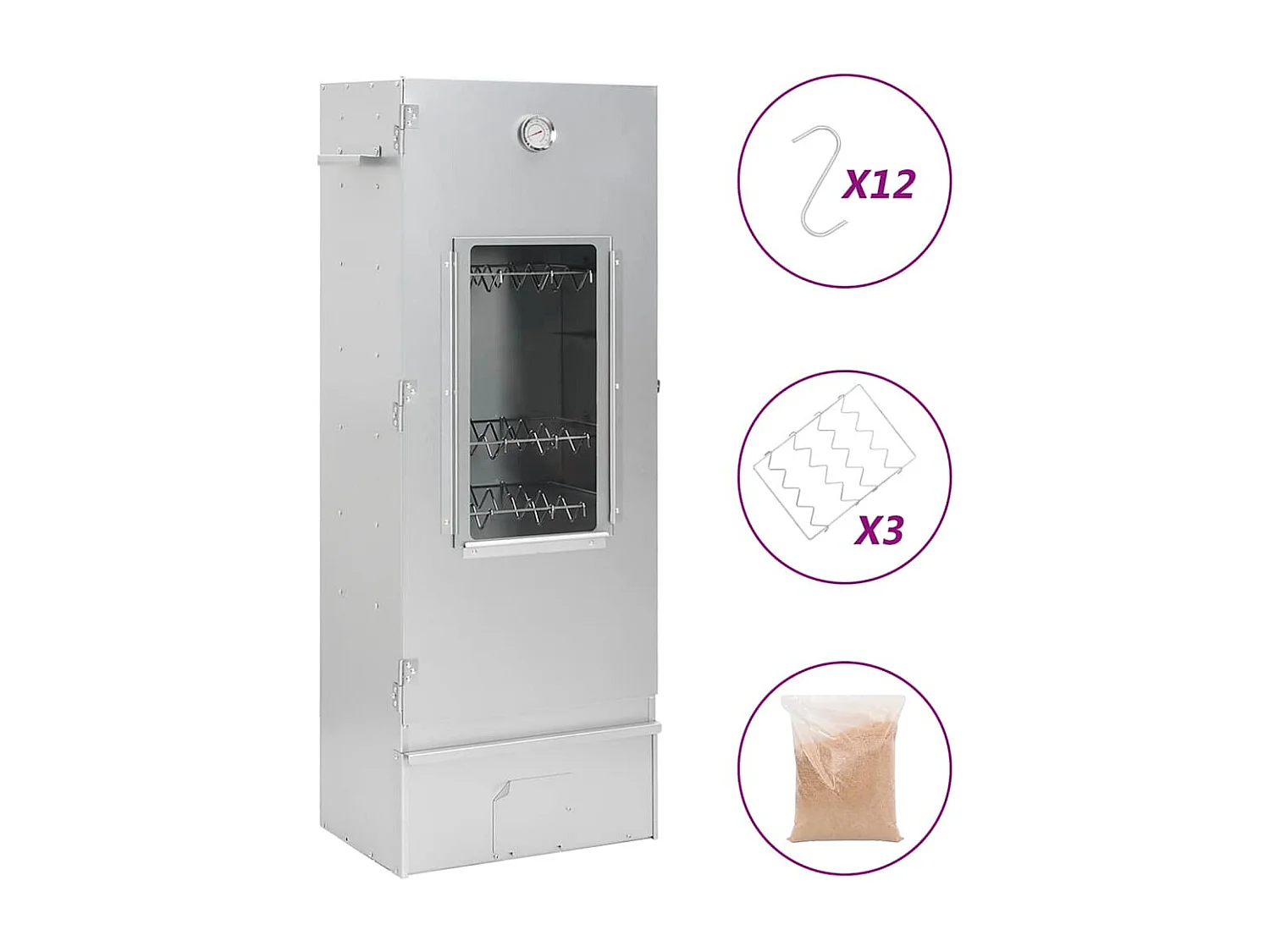 Forno Affumicatore Trucioli Legno 44,5x29x110cm in Acciaio Inox