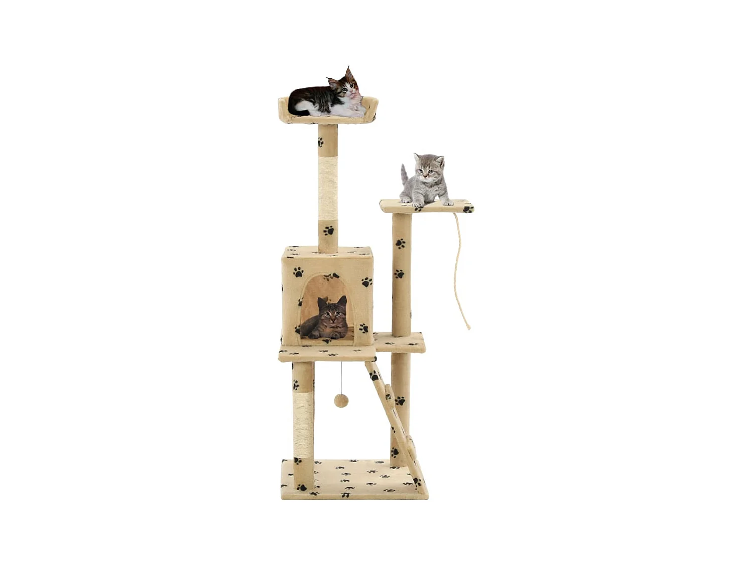 Arbre à chat avec griffoirs en sisal 120 cm Beige Motif pattes